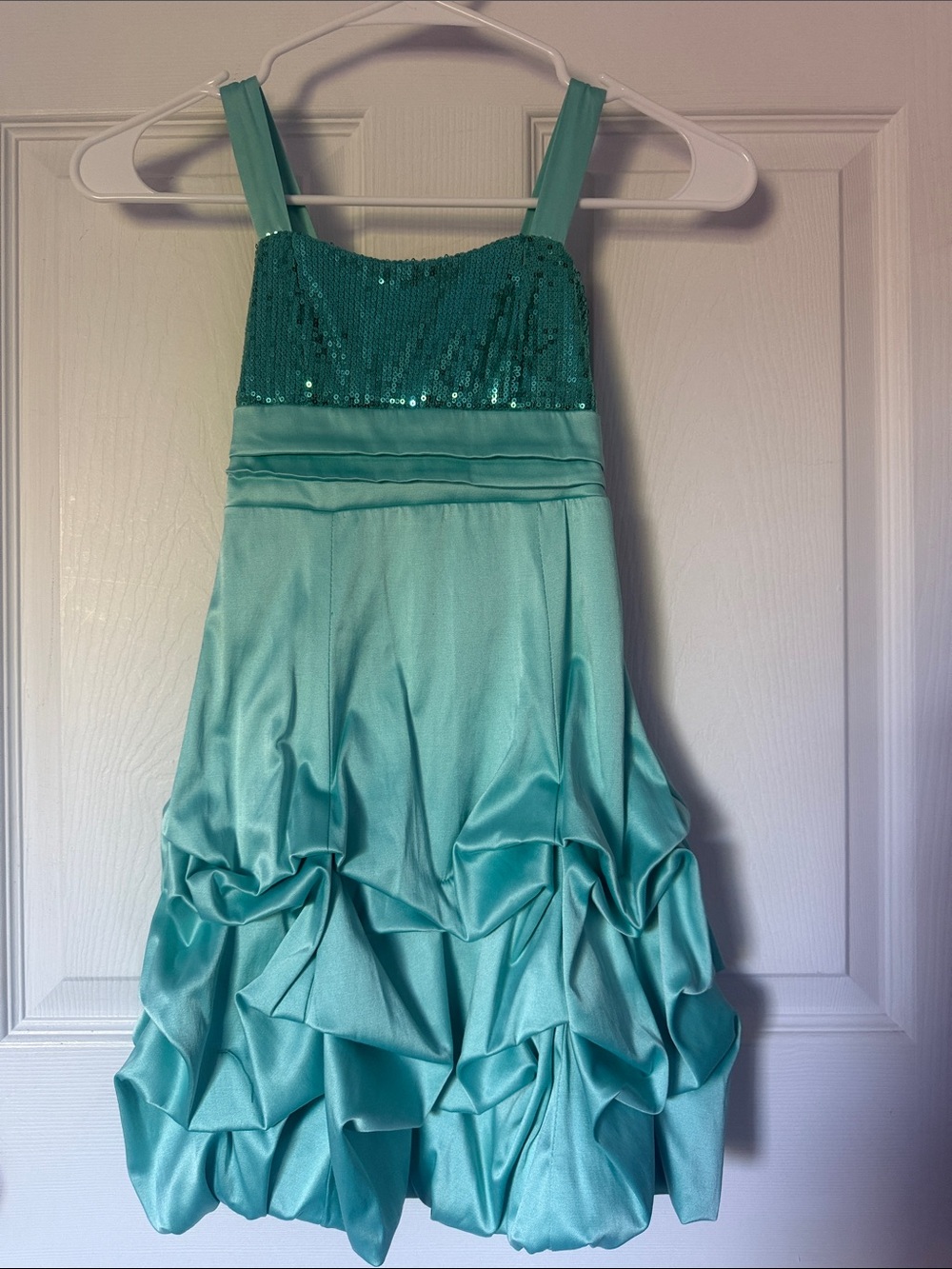 Ruby Rox Teal Sequin Bodice Bubble Hem Dress Size 7!